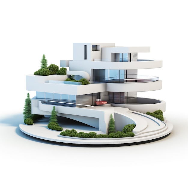 3d modern house on white background