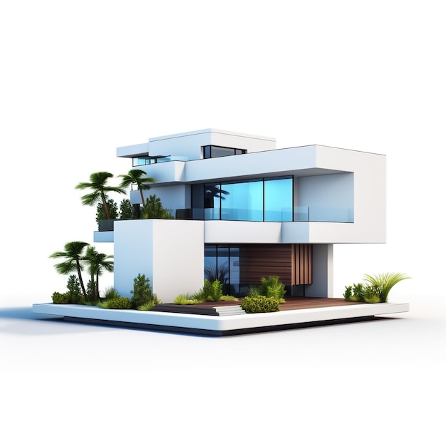 3d modern house on white background