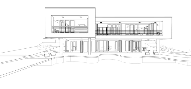 3d modern huis, op witte achtergrond. 3D illustratie.
