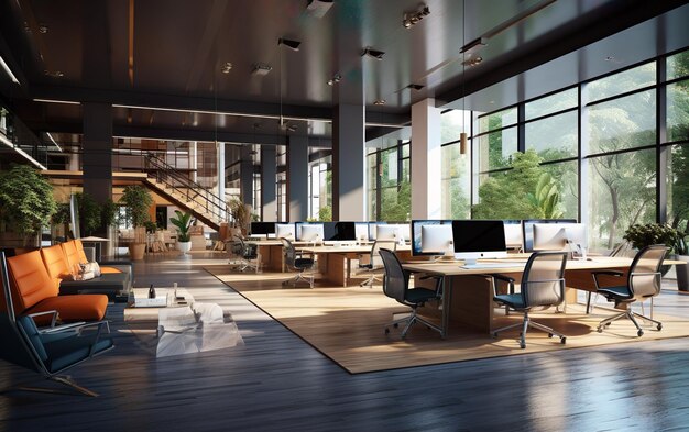 3d modern office interior render