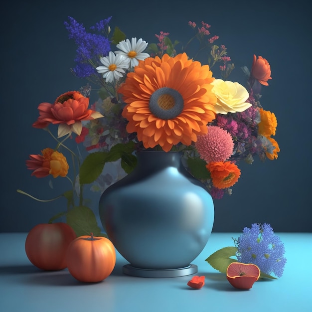 3d modern rendering of flower still life ai generated