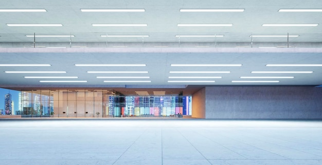 3D-moderne glazen wand commerciële gebouwen buitenkant