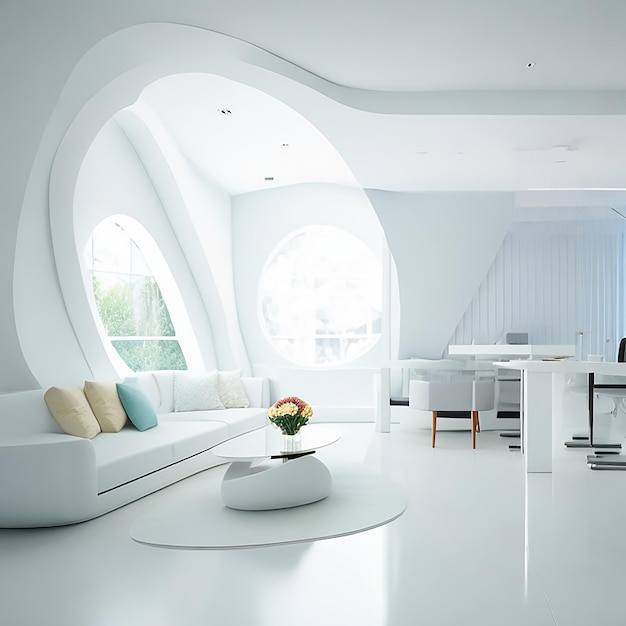 3D-moderne interieur kamer met witte kleur