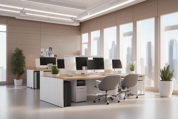3D-moderne kantoorinterieur render