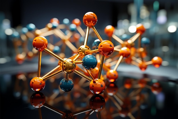 3D molecule model in a scientific setting a captivating science background