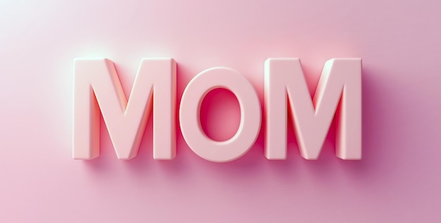 3d mom text on pink background for mothers day celebration