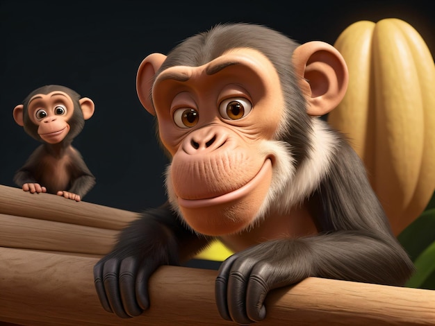 3D monkeys in cartoon style