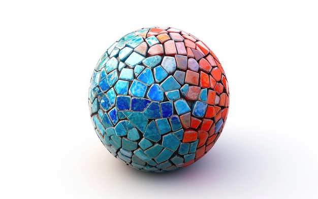 3D Mosaic Sphere Isolated on Transparent Background