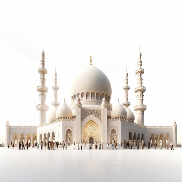 3d mosque architecture on white background