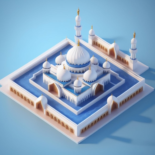 3D mosque building AI generated