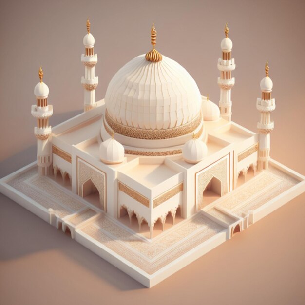 3D mosque building AI generated