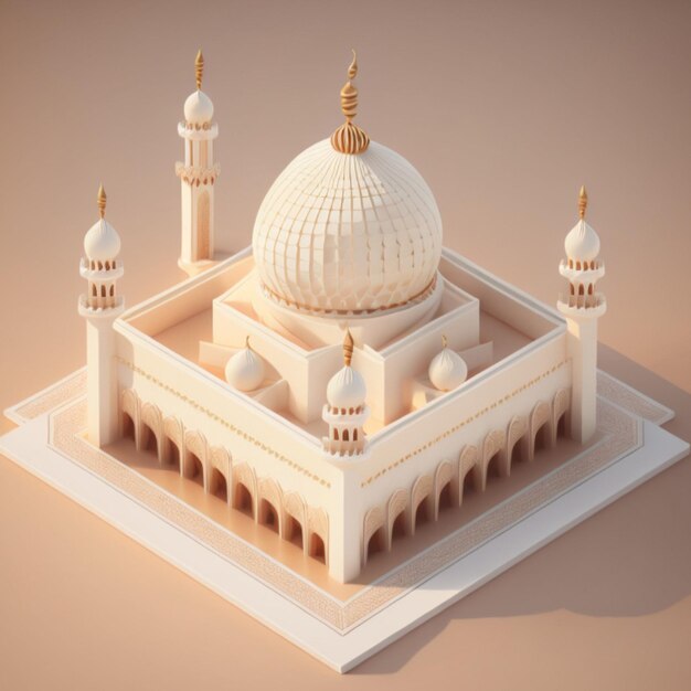 3D mosque building AI generated