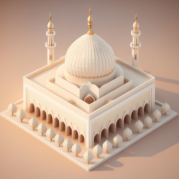 3D mosque building AI generated