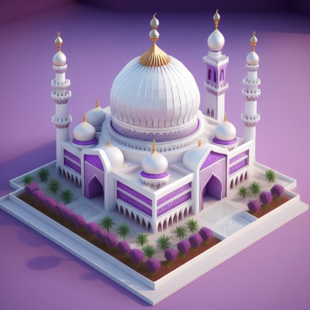 3D здание мечети Генеративный AI Премиум