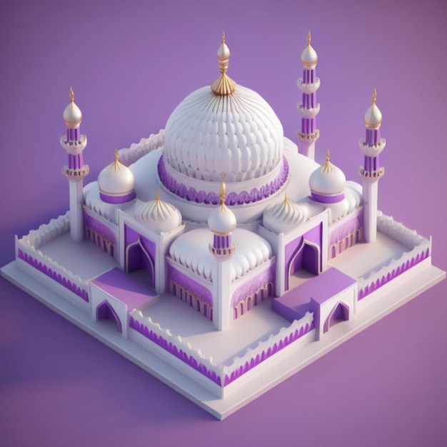 3d mosque building generative ai premium