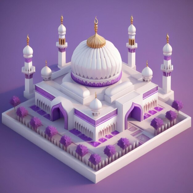 3d mosque building generative ai premium