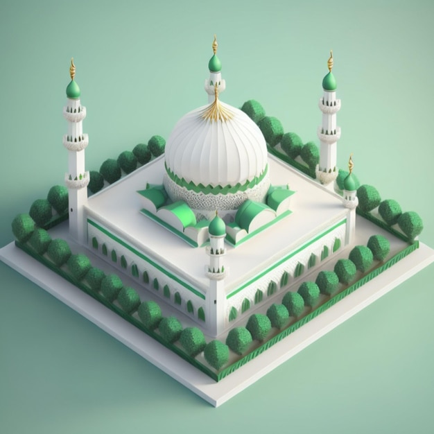 3D mosque building Generative AI