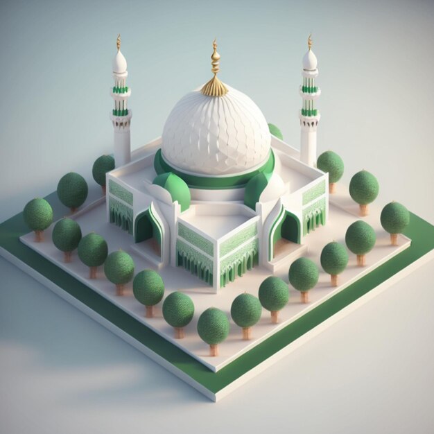 3D mosque building Generative AI