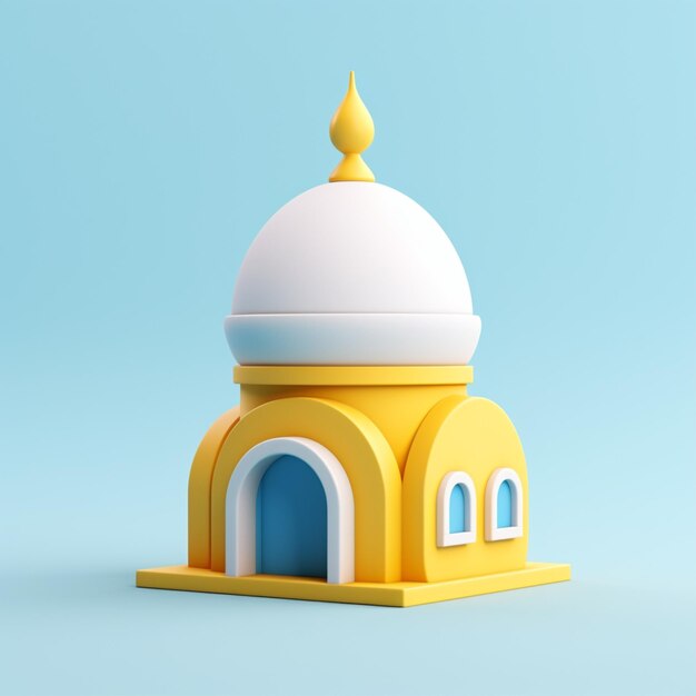 Foto moschea 3d nei colori gialli e blu