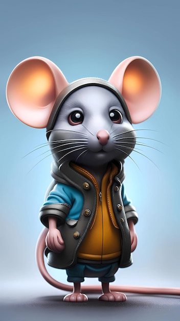 Photo 3d mouse cartoon character design illustration