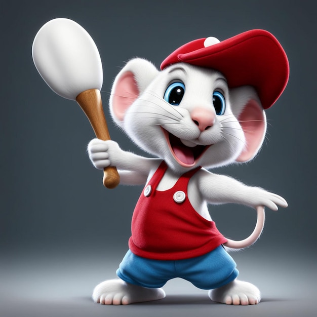 Photo 3d mouse mascot with cool clothes