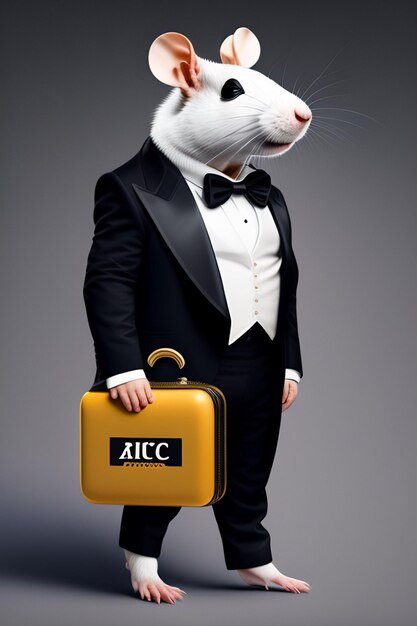 写真 3dマウスの体型はアイが作成したスーツを着て真剣に見えます