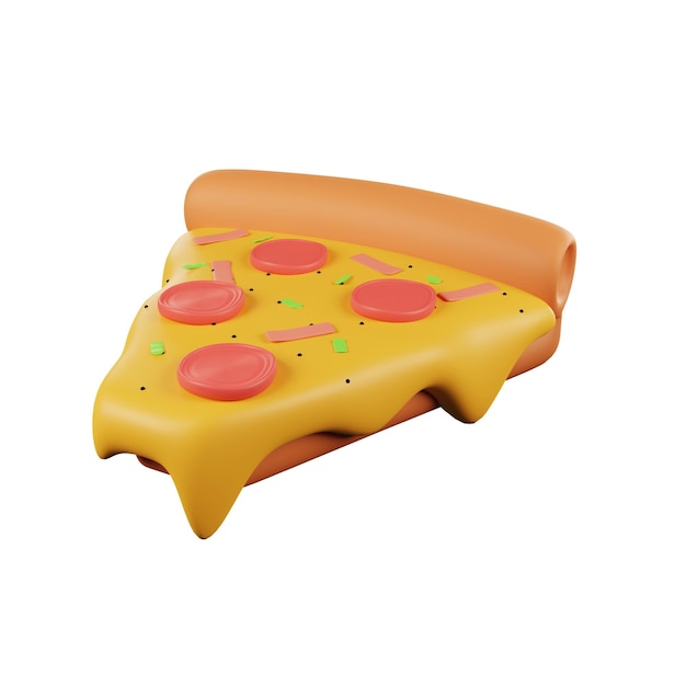 3d значок ломтик пиццы с сыром моцарелла с ломтиками беконаитальянский фаст-фуд