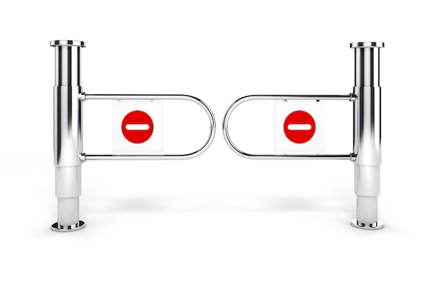 3d msll turnstile with no exit sign on white background