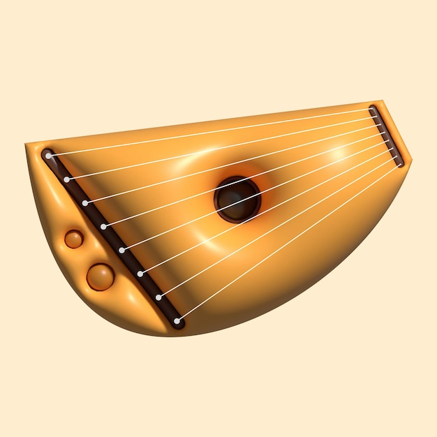 Photo 3d music instrument assets with light background