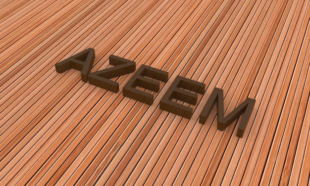 3d name for Azeem wooden wallpaper background desktop back cover