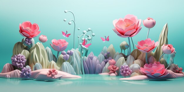 3d nature water and wallpaper 3d illustration collection