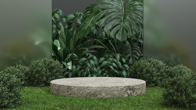 3d natuurpodium product staan podiumpromotie met planten