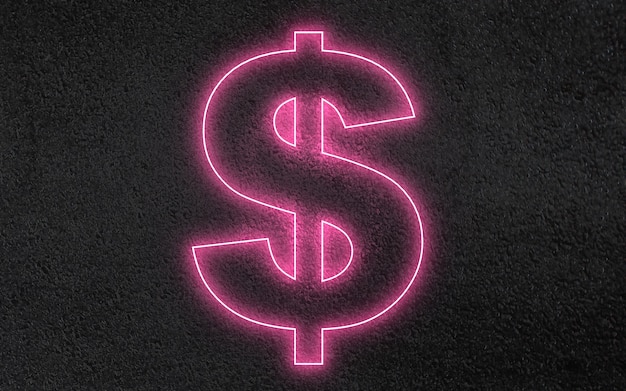 Photo 3d neon dollar sign concept