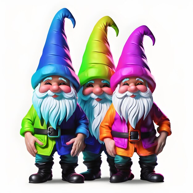 Foto 3d neon kleuren gnomes illustratie