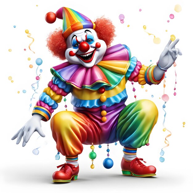 Foto 3d neon kleuren grappige clown clipart