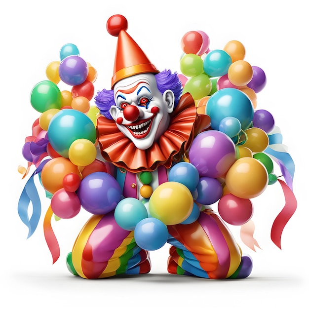 Foto 3d neon kleuren grappige clown clipart