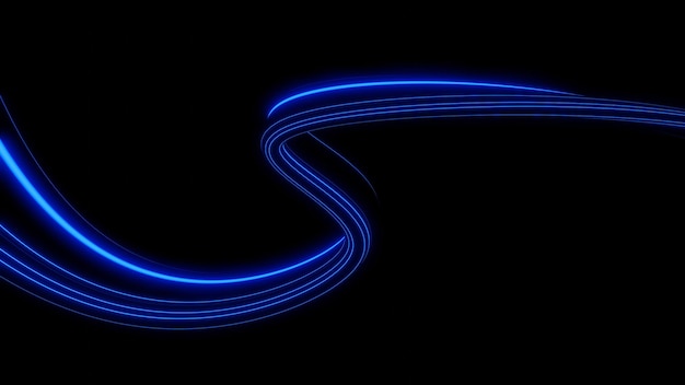 3d Neon light effect glowing trails Colorful Light motion speed background Motion blur long time effect Technology 5g design concept Laser beam sparkling on dark scene Fast moving to futuristic