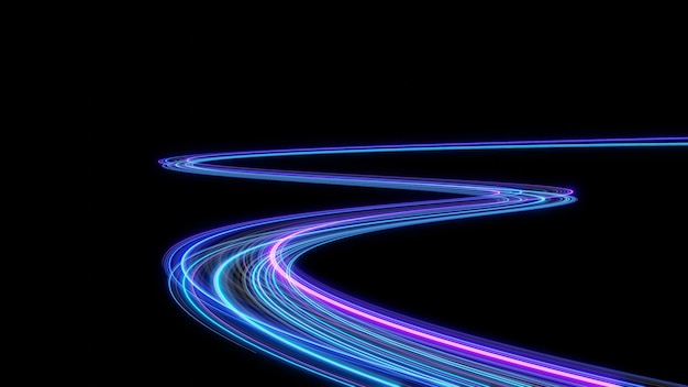 Фото 3d эффект неонового света светящиеся тропы красочный свет скорость движения фон размытие движения технология