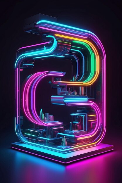 3D Neon Light Illustration Modern SciFi Spectrum Design