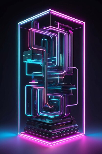 3D Neon Light Illustration Modern SciFi Spectrum Design