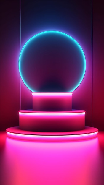 3D Neon Podium Een futuristisch ontwerpelement voor moderne displays en presentaties