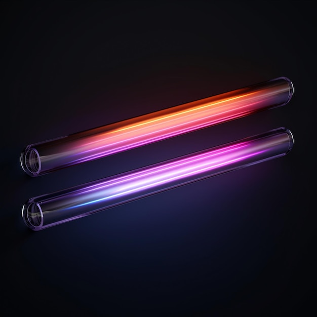 Photo 3d neon tube lights in the style of light violet and dark ember dark black and red