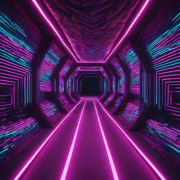 3d neon tunnel abstract background 3d illustration