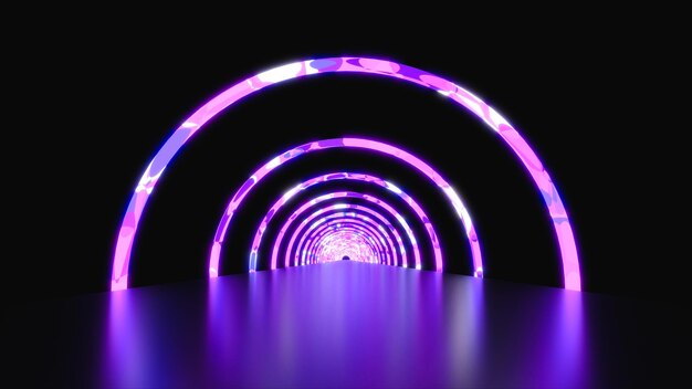 Foto 3d tunnel al neon multicolore