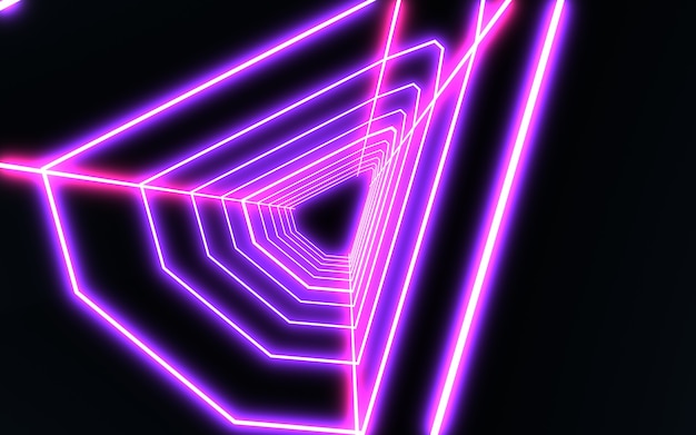 3D neontunnel met neonlicht. 3d illustratie