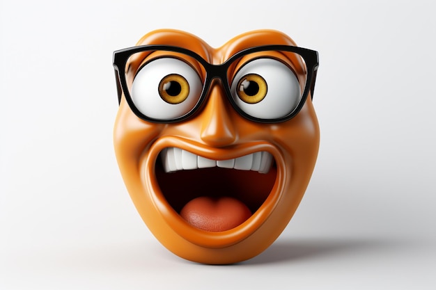 Foto 3d nerd emoji op witte achtergrond