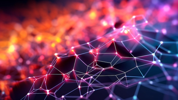 3D netwerkverbindingen met plexus ontwerp achtergrond Generatieve AI