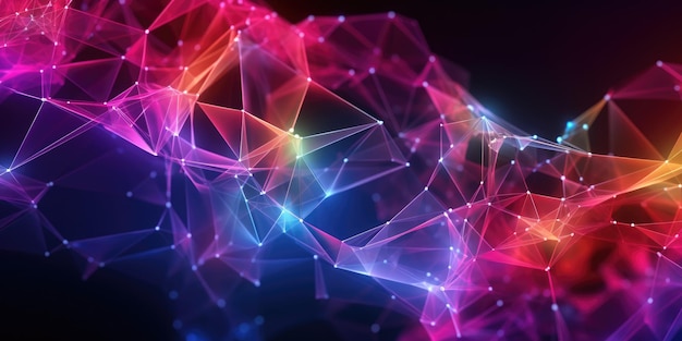 3D netwerkverbindingen met plexus ontwerp cyberpunk kleur achtergrond behang Generatieve AI beeld weber