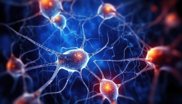 Фото 3d нейроны для иллюстрации медицинского дизайна