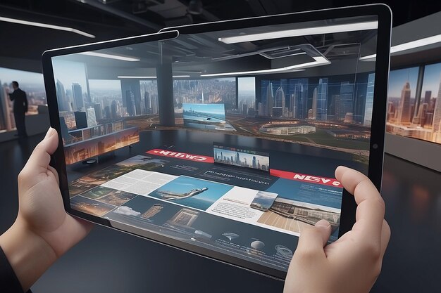 3D news environment with augmented reality elements that enhance the storytelling of complex news stories